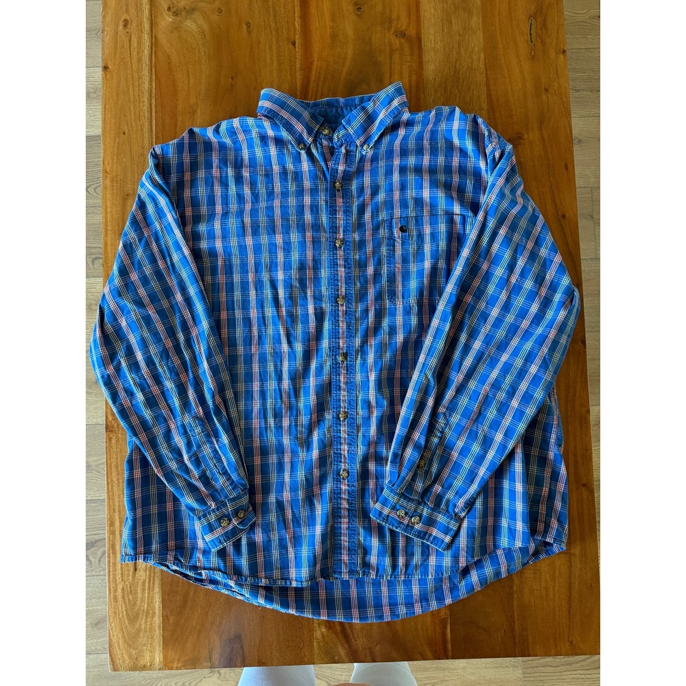 Carhartt Men's Blue/Red Long Sleeve Dress Shirt Size 3XL